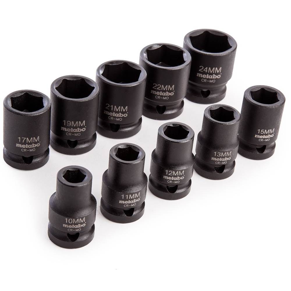 METABO Socket Wrench Set 1/2″DR Impact-Proof | 10Pce