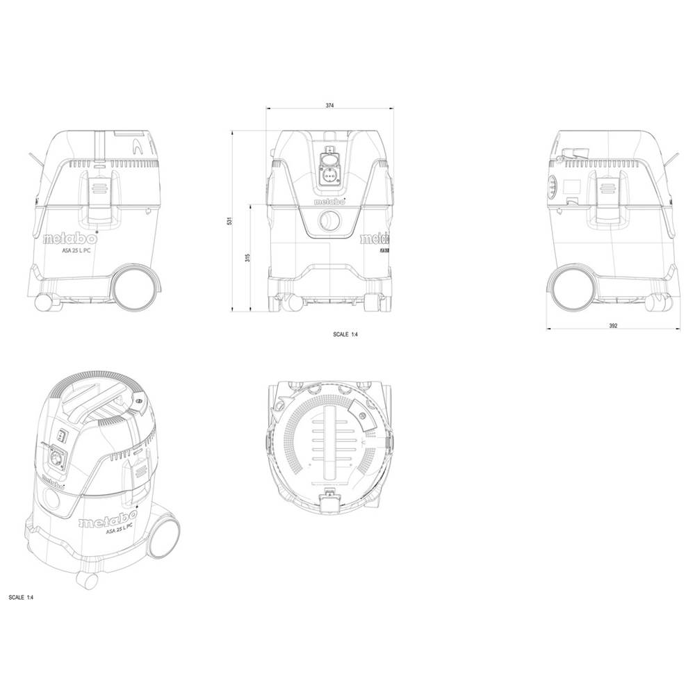 METABO All-Purpose Dust Extractor ASA 25 L PC