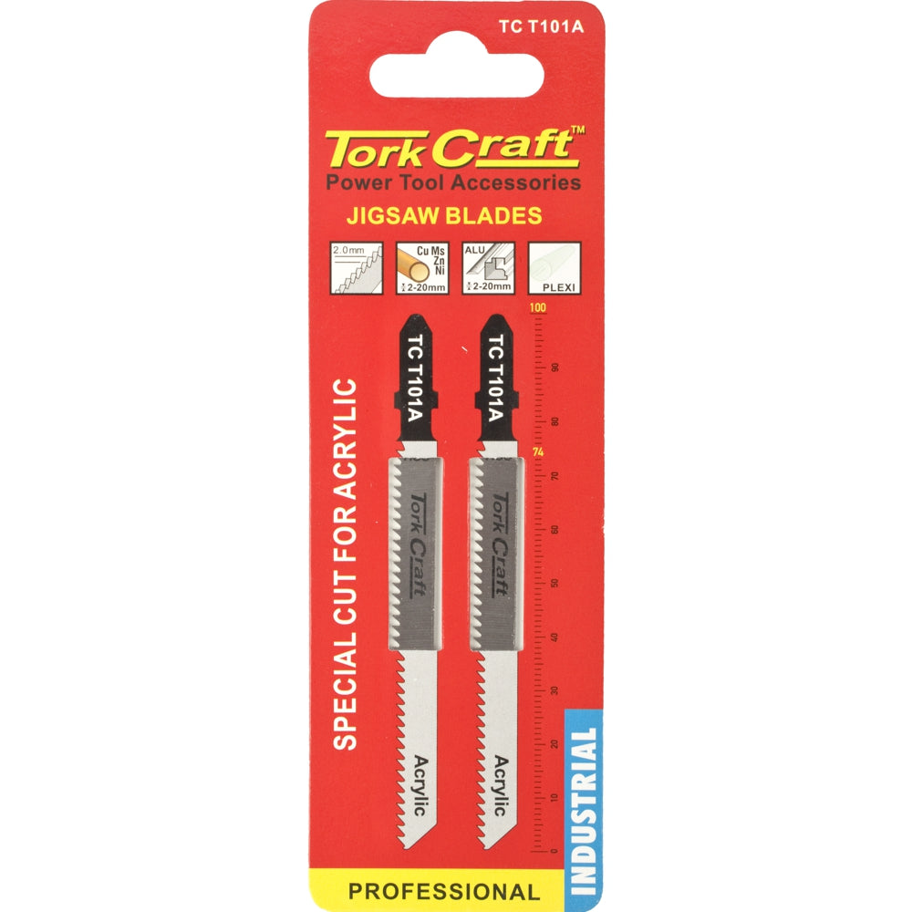 T-shank Jigsaw Blade For Acrylic 2.0mm 12tpi 100mm 2pc