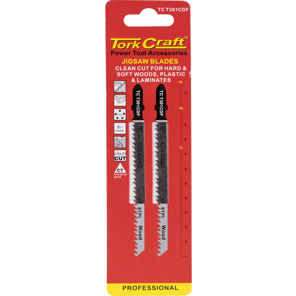 T-shank Jigsaw Blade For Hard/softwood/laminate 3mm 8tpi 116mm 2pc