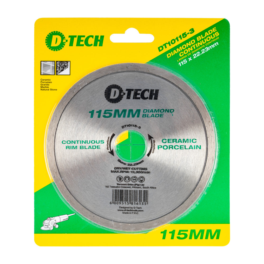 Diamond Blade Continuous Rim 115x22,23mm Ceramic/porcelain