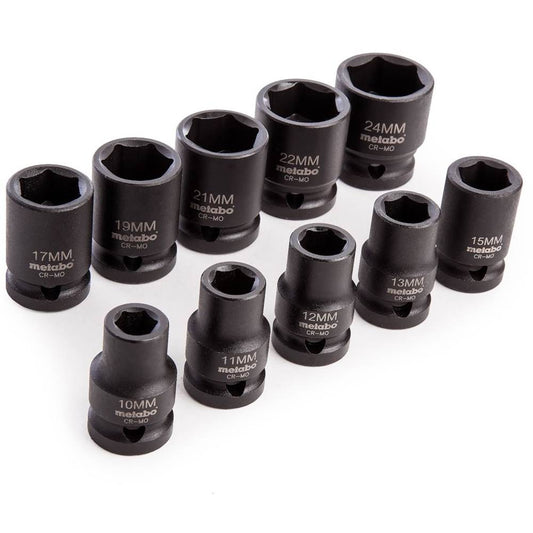 METABO Socket Wrench Set 1/2″DR Impact-Proof | 10Pce