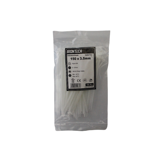Nylon Cable Tie Pack 3.5x150mm Natural
