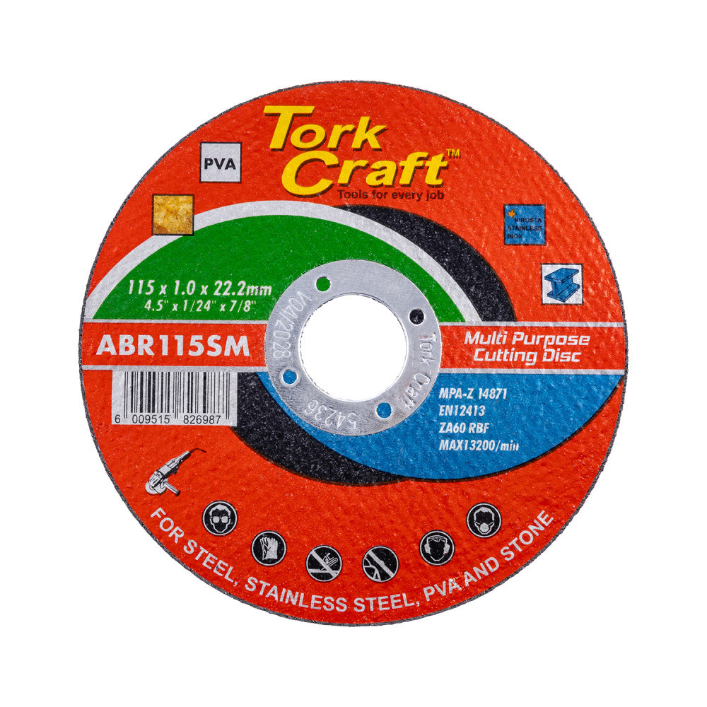 Cutting Disc Multi Purpose 115 X1.0 X 22.2mm For Steel Ss Pva Stone