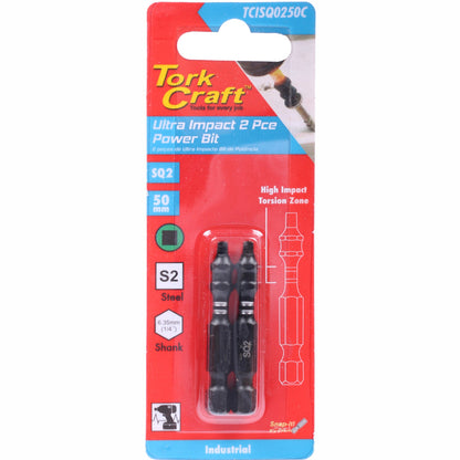 Impact Square Sq No.2 X 50mm Pwr Bit 2pc